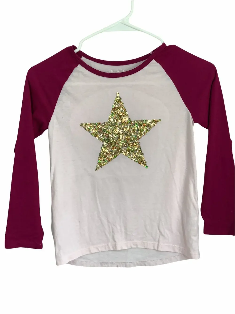 The Children's Place Girls Sequined Star long Sleeve Kids Youth Size Medium 7/8